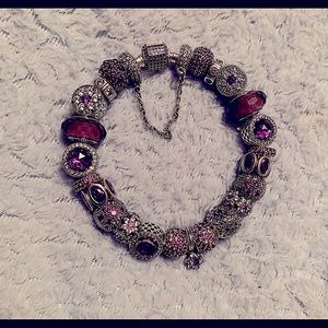 NOT FOR SALE:  Purple themed Pandora bracelet.